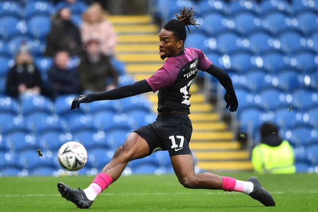 BURNLEY, ENGLAND - JANUARY 04: Ivan Toney of Peterborough United scores his team's first goal during the FA Cup Third Round match between Burnley FC and Peterborough United at Turf Moor on January 04, 2020 in Burnley, England. (Photo by Nathan Stirk/Getty Images)