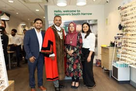 Alok Kotecha, Retail Director, The Mayor & Mayoress of Harrow and Hiral Kotecha, Ophthalmic Optician.