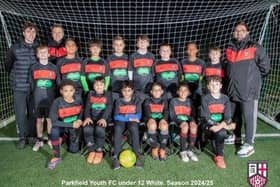 Parkfield Youth Football Club, Under 12 White Team with Football Coaches, Matty Di Rienzo and Craig Heath (Back row) and Antonio Leo (2nd row right hand side).