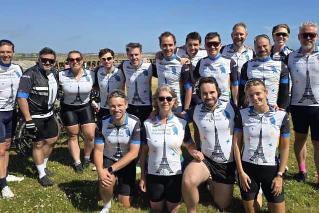 A group of the cyclists from Holy Trinity CE School in Newhaven before the ferry to France.