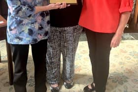 Great niece Anita Ashcroft, Councillor Linda Mussell and Granddaughter Lesley Bailey