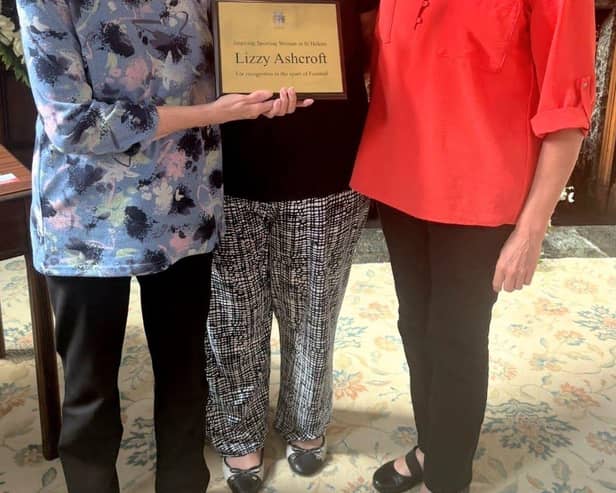 Great niece Anita Ashcroft, Councillor Linda Mussell and Granddaughter Lesley Bailey