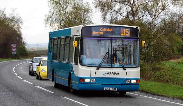 General view of an Arriva bus Warwickshire.