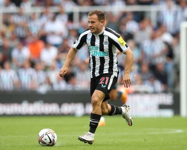 Ryan Fraser of Newcastle United during the Premier League match between Newcastle United and Nottingham Forest at St. James Park on August 06, 2022 in Newcastle upon Tyne, England. (Photo by Jan Kruger/Getty Images)