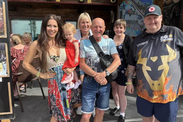 Sophie Mei Lan , Danny Malin with friends Andrea and Dave Rawson in Benidorm on 'the strip'