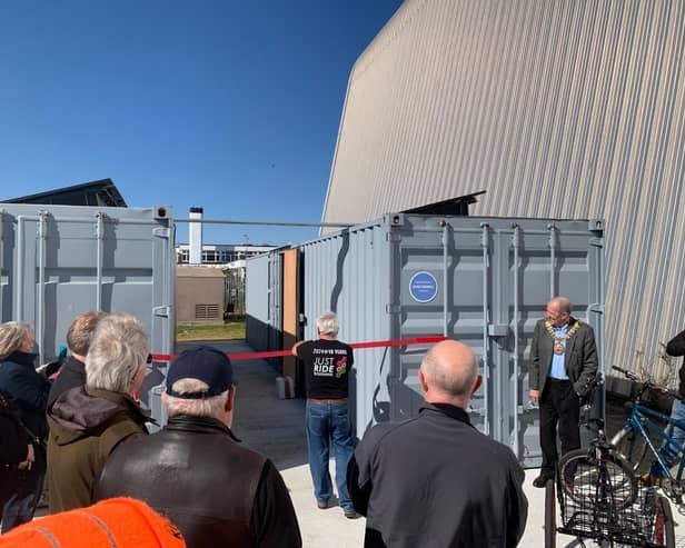 The new container and maintenance area was opened in March 2025 in a special ceremony attended by members of Just Ride Southend, Sported’s Regional Manager for the East of England, Rob Danson, and the mayor and mayoress of Southend.