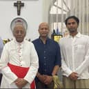 (Left to right) Anil Hapugoda, Cardinal Malcolm Ranjith, Head of the Catholic Church in Sri Lanka and Archbishop of Colombo, Sujith Weerasinghe, Specsavers North West Regional Relationship Manager and Dilmith Weerasinghe.