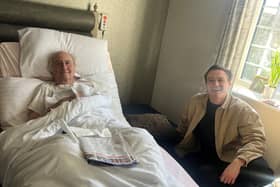 Barney chats to resident David Hoppit