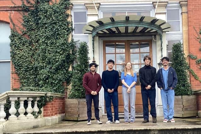 Egham students (left to right): AA, Kaan Y, Sofia K, Charles B and Efe A.