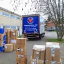 Loading up the truck with aid