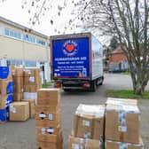 Loading up the truck with aid
