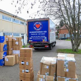 Loading up the truck with aid