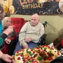 Harry Marsh celebrating his 100th birthday at Sherwood Grange care home in Kingston Vale.