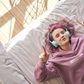 Girl listening to music.