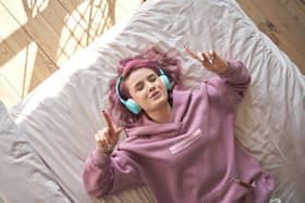 Girl listening to music.