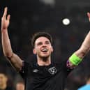 PRESSURE LIFTED: For West Ham United and captain Declan Rice, above, pictured after Thursday night's Europa Conference League victory at AZ Alkmaar. 
Photo by Dean Mouhtaropoulos/Getty Images.