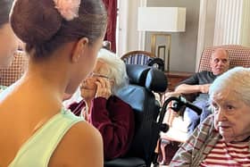 Helen chatting with the dancers