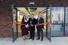 Richard Blyghton, Headteacher at Beths Grammar School, and Louie French MP