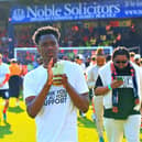 Sambi Lokonga applauds the Town fans after Sunday's goalless draw with Fulham - pic: Liam Smith
