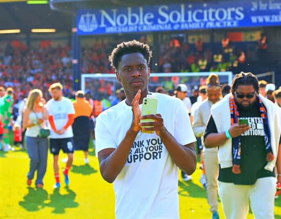 Sambi Lokonga applauds the Town fans after Sunday's goalless draw with Fulham - pic: Liam Smith