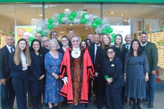 Specsavers Edgware Town with Dame Mary Perkins, The Mayor of Barnet and VIP guests.