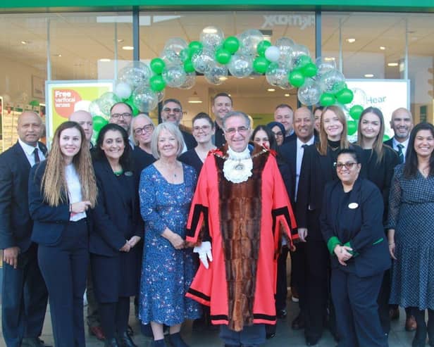 Specsavers Edgware Town with Dame Mary Perkins, The Mayor of Barnet and VIP guests.