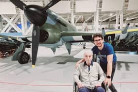 Michael  and Walfinch carer Saqib at London's RAF Museum