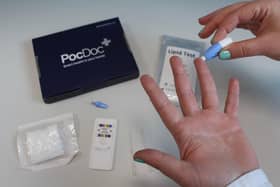 The Healthy Heart Check is a quick finger-prick test giving cholesterol, BMI, heart age, and 10-year heart risk.