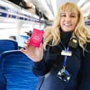 On Board Manager Amber with one of the positive affirmation cards