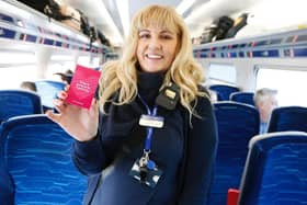 On Board Manager Amber with one of the positive affirmation cards