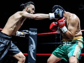 Ready to return to the ring – young UK boxer squares up for his next fight.