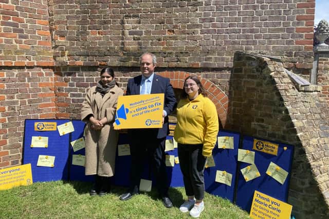 Alex Wilson candidate in Ilford North for Reform UK and staff from Marie Curie.