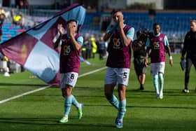 Josh Brownhill and Maxime Esteve thank the fans at full time. Photo: Kelvin Lister-Stuttard
