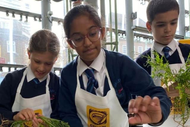Langley Park Primary School pupils taking part in School Food Matters’ Young Marketeers Market Day