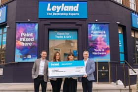 From left, Peter Howard (AkzoNobel), Rebecca Orton (AkzoNobel), Zoe Blake (St Mungo's) and Martin Hastings (CEO Leyland)