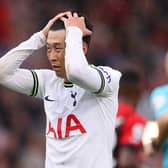 BOURNEMOUTH, ENGLAND - OCTOBER 29: Son Heung-Min of Tottenham Hotspur reacts during the Premier League match between AFC Bournemouth and Tottenham Hotspur at Vitality Stadium on October 29, 2022 in Bournemouth, England. (Photo by Ryan Pierse/Getty Images)