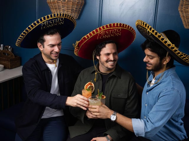 Leve's 3 co-founders enjoying their cocktails at Mestizo