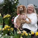 Dog Romeo and customer at Dobbies