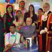 Albert Dean with family, friends and Mayor of Hillingdon at Aston House Care Home