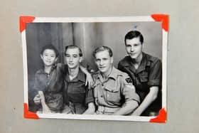 Ted Denham (far right) during WWII