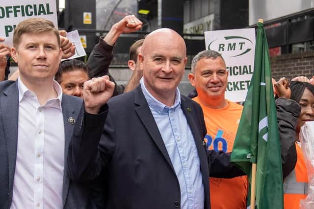 RMT General Secretary Mick Lynch, centre. Picture from Getty Images.