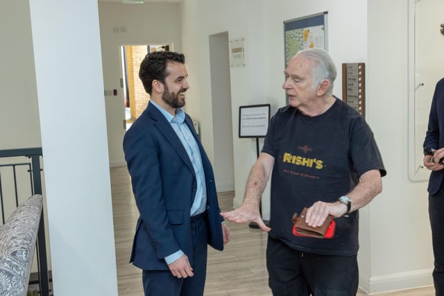 MP Bobby Dean with Button House resident Ian Jones