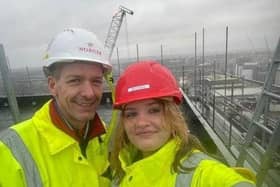 Sharlotte and her dad on site at Redrow’s Colindale Gardens
