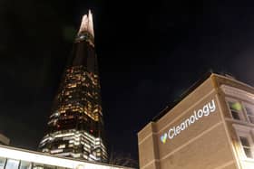 Cleanology's new logo could be seen by passers-by near The Shard.
