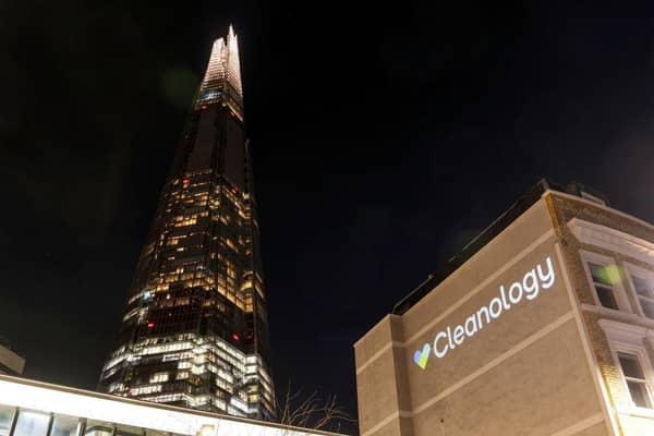 Cleanology's new logo could be seen by passers-by near The Shard.