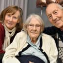 Mary's daughter Janet and son-in-law Bob join in the celebrations