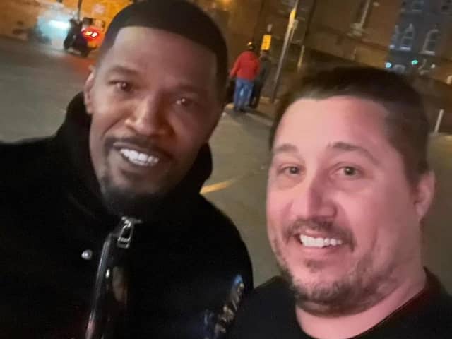 Local man Steven Garbutt grabbed a picture with Jamie Foxx outside the restaurant