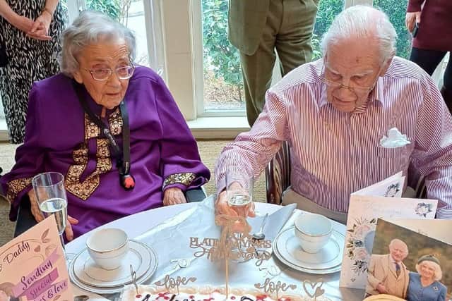 Audrey and Roger celebrating their 70th wedding anniversary
